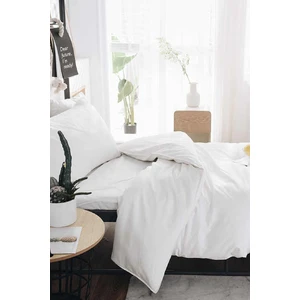 Çarşafı Lastikli Beyaz & Beyaz  Nevresim Takımı Doğal Sağlıklı Pamuk Tek Kişilik Ranforce