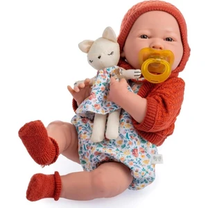 Oyuncak Bebek 38 cm - Kiremit Hırka ve Kedili