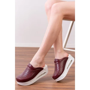 Blum Sabo Terlik Bordo Kendinden Desenli Kadın Air Max Ortopedik ve Anatomik Rahat Sabo Terlik