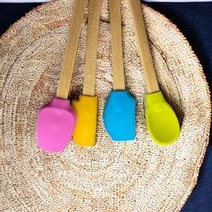 4 Lü Uzun Bambu Spatula Seti