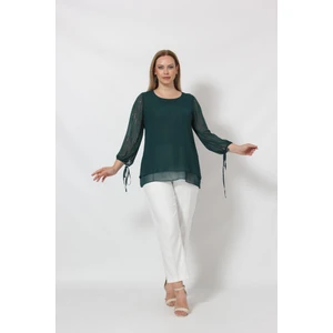 Moda Berray 3243 Kolu Taş Baskılı Şık Bluz Petrol