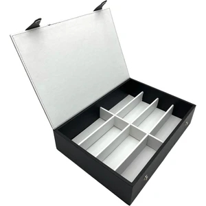 8'li Organizer Çıtçıtlı Siyah Beyaz Spesiyal Gözlük Kutusu