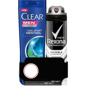 Men Invisible Black White Deodorant 150ml + Clear Men Cool Sport Menthol Şampuan 180ml