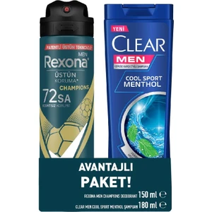 Deodorant Champıons Üstün Koruma Men 150ml+clear Cool Sport Menthol 150ml Şampuan