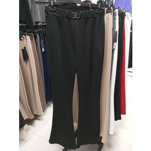 Akşen Giyim Enine Boyuna Likralı Scuba Krep Kumaş Ispanyol Paçalı Tokalı Beyaz Renk Pantolon