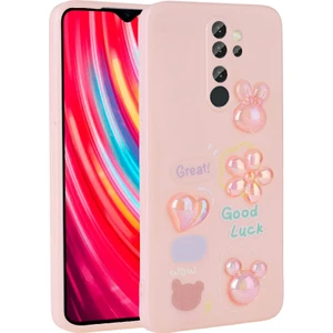 Xiaomi Redmi Note 8 Pro Uyumlu Kılıf Renkli Kabartma Figürlü Parlak Telefon Kılıfı Kapak