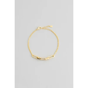 So CHIC Zincir Tasarım 18 Ayar Sarı Altın Kaplama Gümüş Bileklik