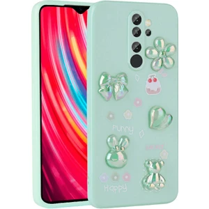 Xiaomi Redmi Note 8 Pro Uyumlu Kılıf Renkli Kabartma Figürlü Parlak Telefon Kılıfı Kapak
