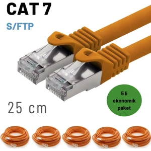 5 Adet 25 cm  CAT7 Kablo S/FTP Ethernet Network Lan Ağ Kablosu