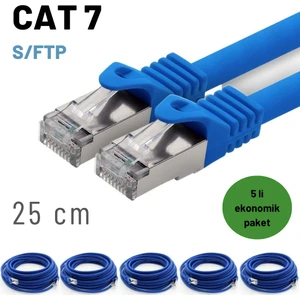 5 Adet 25 cm  CAT7 Kablo S/FTP Ethernet Network Lan Ağ Kablosu