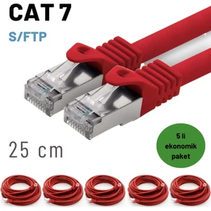 5 Adet 25 cm  CAT7 Kablo S/FTP Ethernet Network Lan Ağ Kablosu