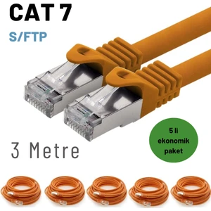 5 Adet 3 Metre  Cat7 Kablo S/ftp Ethernet Network Lan Ağ Kablosu