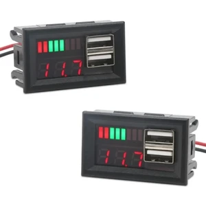 USB Soketli Voltmetre Akü Kapasite Göstergesi 12V 5V 2A Çıkış