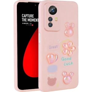 Xiaomi Redmi Note 12S Uyumlu Kılıf Renkli Kabartma Figürlü Parlak Telefon Kılıfı Kapak