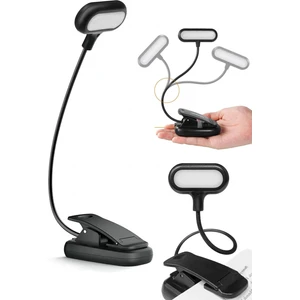 Ledli Klipsli Mini Kitap Okuma Lambası Mandallı Pille Çalışan Işık Masa Lambası Kitap Okuma Işığı