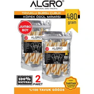 %100 Tavuk Göğüs Etli Jumbo Boy Burgu Çubuk 240 gr Sığır Derisi 2 Paket