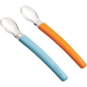 Wee Baby 2'li Silikon Mama Kaşığı Turuncu Mavi Turuncu-Yeşil