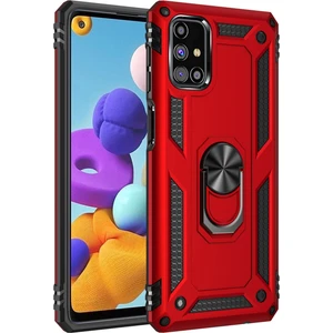 Samsung Galaxy M31S Kılıf Sofya Yüzüklü Silikon Kapak - Kırmızı