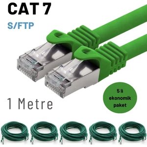 5 Adet 1 Metre  Cat7 Kablo S/ftp Ethernet Network Lan Ağ Kablosu