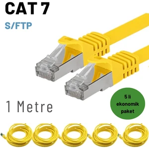 5 Adet 1 Metre  Cat7 Kablo S/ftp Ethernet Network Lan Ağ Kablosu