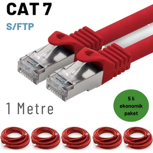 5 Adet 1 Metre  Cat7 Kablo S/ftp Ethernet Network Lan Ağ Kablosu