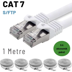 5 Adet 1 Metre  Cat7 Kablo S/ftp Ethernet Network Lan Ağ Kablosu