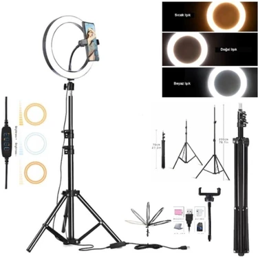 14 Inç 36 Cm Youtuber Ring Light Tripod Youtuber Tiktok Çekimleri Için Sürekli Işık + 210