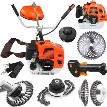 Mager 52CC  Benzinli Tırpan Full 4 Başlıklı Aksesuarlı Çim Biçme