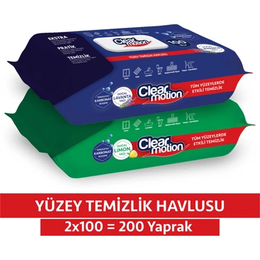 Clear Motion Yüzey Temizlik Havlusu (2X100) 200