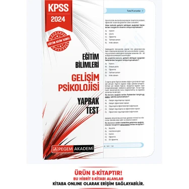 Pegem Akademi 2024 KPSS Eğitim Bilimleri Gelişim Psikolojisi Yaprak Test