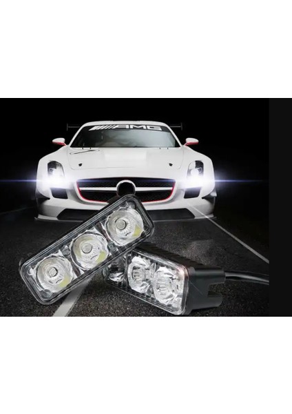 Araba Gündüz Ledi - 2x3 Power Ledli - 9W - 12V LED Yüksek Güç Gündüz Farları, su Geçirmez