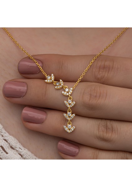 Başak Model Zirkon Taşlı 925 Ayar Gümüş Kolye