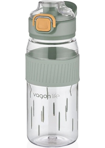 550ML Rahat Içim Desenli Silikon Gövde Kilitlenebilir Kapaklı Polikarbon Matarası Yeşil SM-VGN-3001