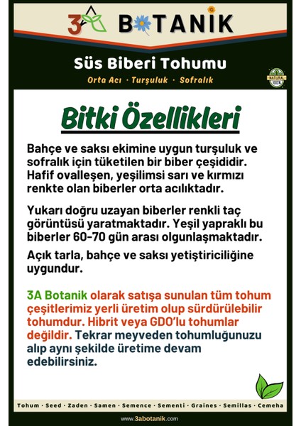 Renkli Süs Biber Tohumu, Yerli ve Sürdürülebilir Tohum, 5 Gram Biber Tohumu