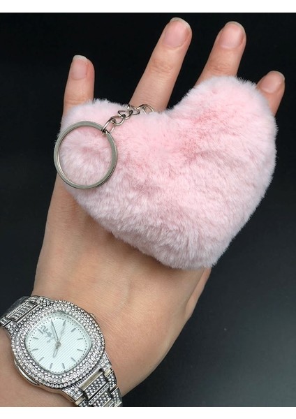 Swarovski Taşlı Çelik Kol Saati ve Sevimli Peluş Anahtarlık Doğum Günğ Sevgiliye Hediye Seti