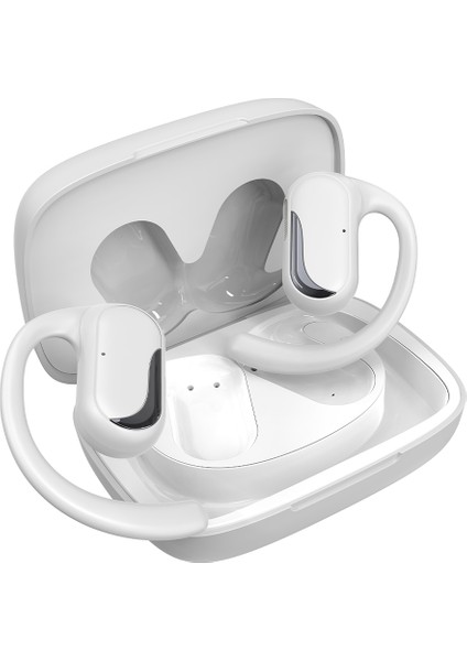 FutureMate Pro BT 5.2 IPX5 Su Geçirmez ENC Çevresel Gürültü Engelleme 4 Mikrofonlu Open-Ear Kablosuz Kulak İçi Kulaklık Beyaz/Gri