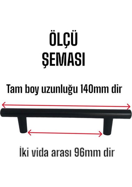 8 Adet Boy Kulp Mat Siyah 96 mm Kulp Mobilya Mutfak Dolabı Çekmece Dolap Kapak Kulpu Kulbu Metal Kulpları