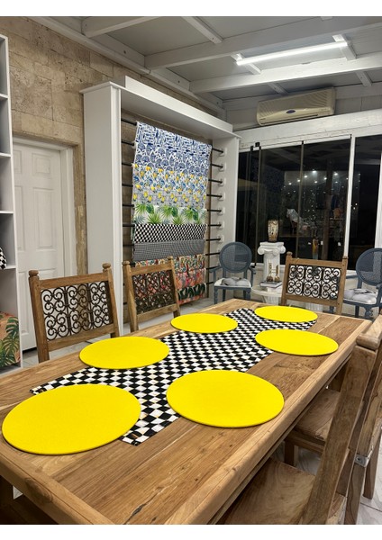 Dama Desenli Runner Sarı Supla Takım