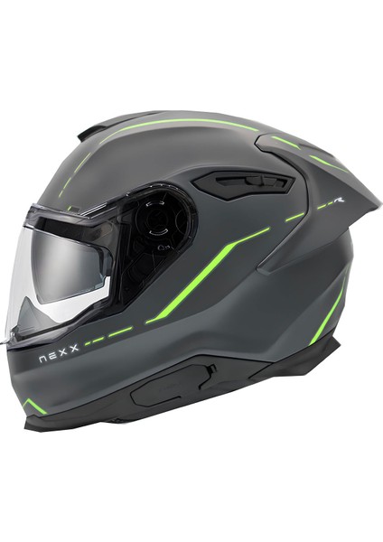 Y.100R React Mat Gri-Yeşil Kask