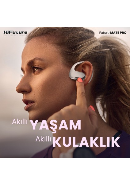 FutureMate Pro BT 5.2 IPX5 Su Geçirmez ENC Çevresel Gürültü Engelleme 4 Mikrofonlu Open-Ear Kablosuz Kulak İçi Kulaklık Beyaz/Gri