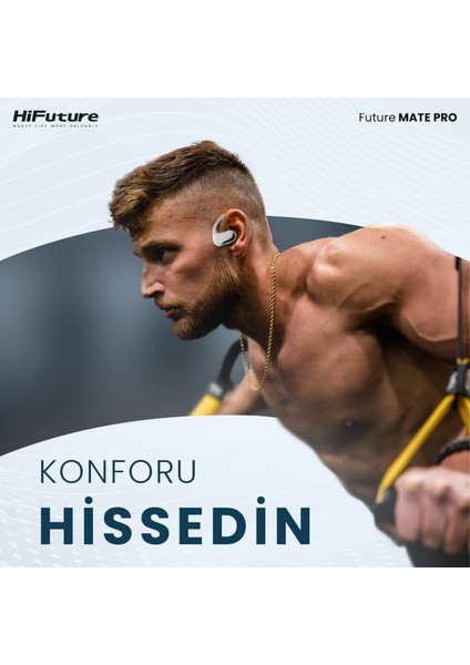 FutureMate Pro BT 5.2 IPX5 Su Geçirmez ENC Çevresel Gürültü Engelleme 4 Mikrofonlu Open-Ear Kablosuz Kulak İçi Kulaklık Beyaz/Gri