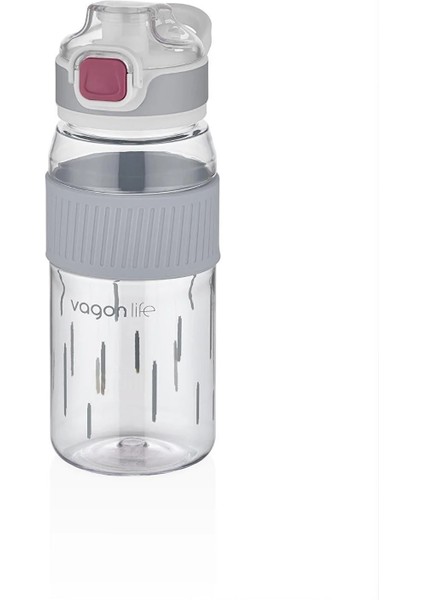 550ML Rahat Içim Desenli Silikon Gövde Kilitlenebilir Kapaklı Polikarbon Matarası Beyaz SM-VGN-3001