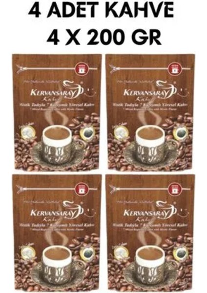 Kervansaray Kahve 7 Karışımlı Damla Sakızlı Yöresel Kahve 4 x 200 gr