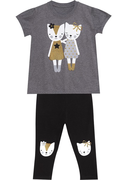 Kedi Dostlar Kız Çocuk T-Shirt Tayt Takım modelleri