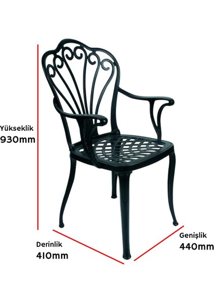 Aluminyum Döküm Bahçe Balkon Oturma Grubu 5 Parça 4 Koltuk + 1 Masa