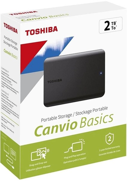 Toshıba 2tb Canvıo Basıcs 2.5'' Usb3.2 HDTB520EK3AA (Usb2.0 Uyumlu)