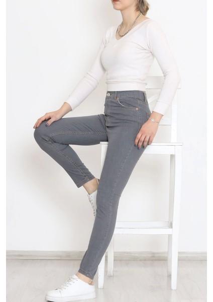 Dar Paça Kot Pantolon Gri