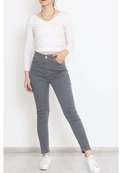 Dar Paça Kot Pantolon Gri