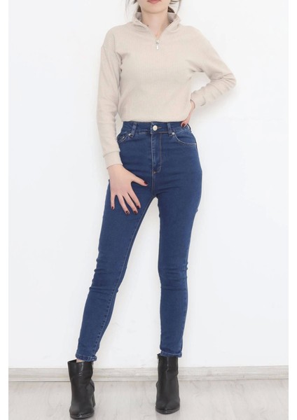 Dar Paça Kot Pantolon Mavi