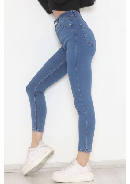 Dar Paça Kot Pantolon Mavi